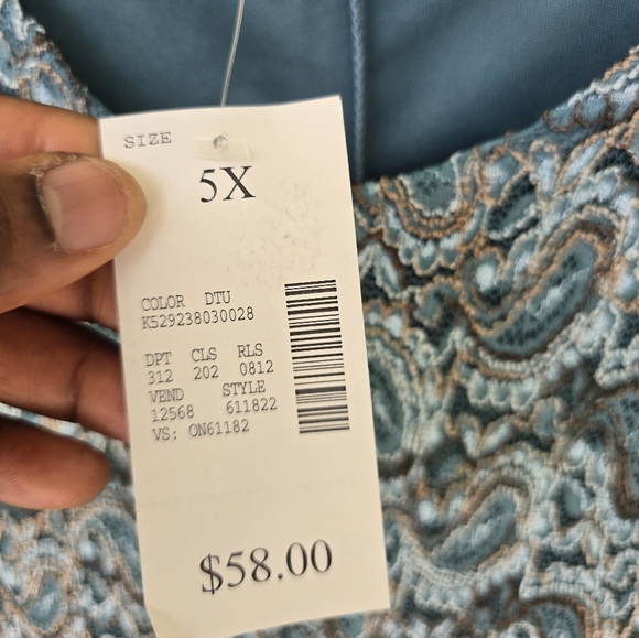 Catherines Tunic Lace Top 5X Plus Embroidered Lined Women New Teal - Picture 7 of 13